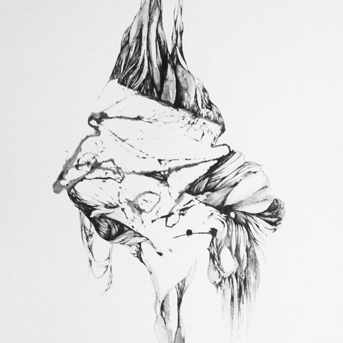"What never became" (ur serien Textile Traces) 2015. Akvarell / Tusch
